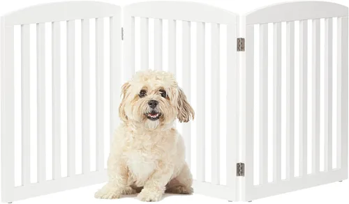 Vista 11 de PAWLAND Puerta Plegable Independiente de Madera para Mascotas para Perros, 24 Pulgadas 3 Paneles Valla de Paso, Puerta para Perros para la Casa