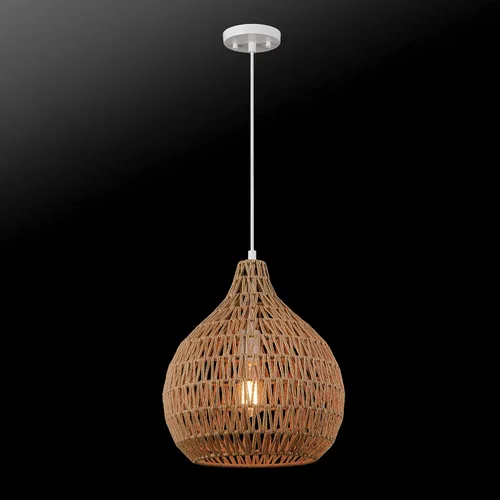 Vista 9 de Globe Electric 65703 Tika - Lámpara colgante de 1 luz, rubio natural, sombra de cordel
