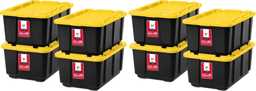 Vista 16 de IRIS USA, Inc. - Contenedor organizador grande de plástico de 27 galones con tapa duradera y hebillas de cierre seguras, color negro / negro