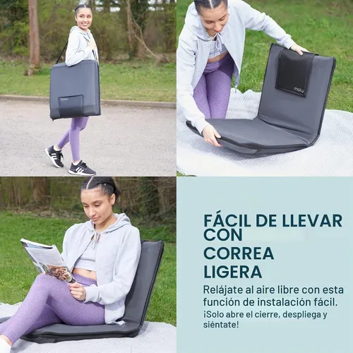 Vista 7 de malu Silla de piso acolchada con soporte de espalda - Cojín de meditación para silla japonesa