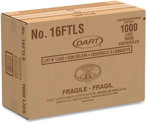 Vista 4 de Dart 16FTLS 1000-Piece/Cartón Ranura para Pajitas 12 - 24 oz. Tapas de Copa de Espuma - Translúcido