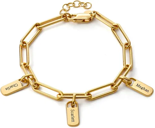 Vista 9 de MyNameNecklace Personalized Rory Bracelet with Custom Tag Charms - Diamond Option - by MYKA