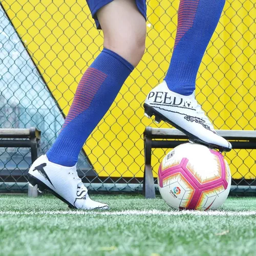 Vista 6 de Indoor Soccer Shoes for Mens Womens Turf Soccer Cleats for Kids Big Boys High Ankle Football Boots AG FG TF Training Sneakers