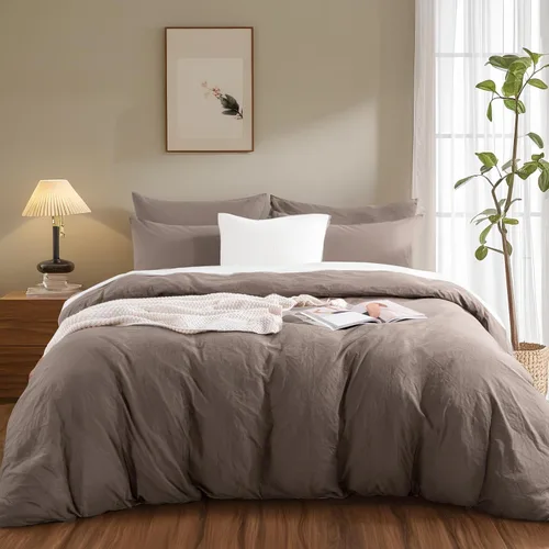 Vista 312 de NEXHOME PRO Funda de edredón Twin XL 100% algodón lavado, transpirable, duradera, texturizada, similar al lino, juego de ropa de cama para el hogar