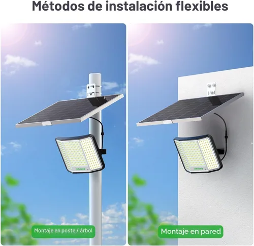 Vista 4 de intelamp Luces solares impermeables para exteriores, 20000 mAh, 2000 lúmenes, reflector exterior con control remoto con cable de 16.4 pies