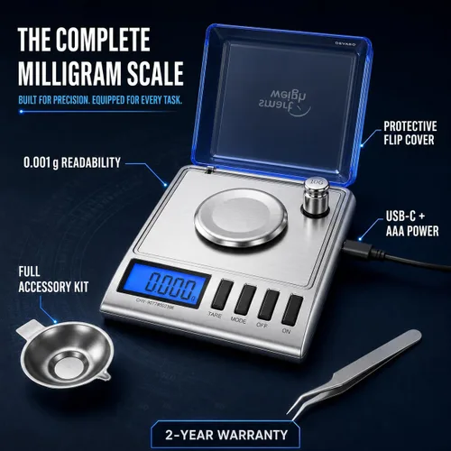 Vista 10 de Smart Weigh GEM20 - 20 g x 0,001 gramos, balanza digital de alta precisión en miligramos para joyería, recarga, balanza para joyas y gemas, pesas