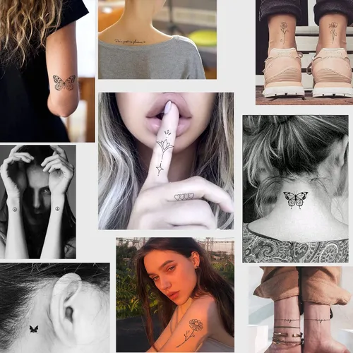 Vista 6 de Tatuajes temporales realistas para mujeres - 60 hojas de tatuajes falsos pequeños y diminutos removibles para adultos, 185 piezas minimalistas a
