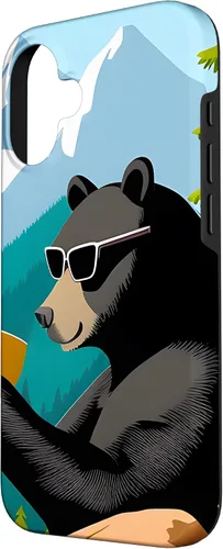 Vista 2 de iPhone 16 Bear Enjoying A Coffee Case