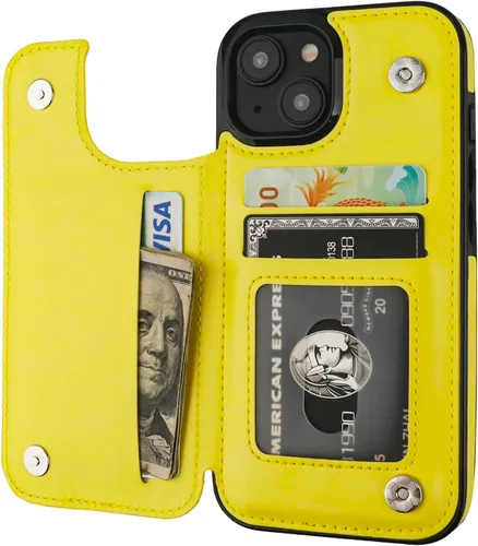 Vista 8 de ONETOP Compatible con iPhone 15 Funda Tipo Cartera con Soporte para Tarjetas, Funda de Cuero PU con Soporte y Ranuras para Tarjetas, Doble Cierre