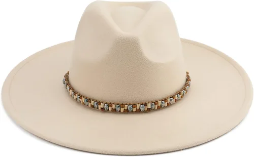 Vista 6 de Sombrero Fedora de ala ancha grande para mujer