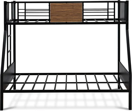 Vista 6 de East West Furniture JAFTBLK Jackson - Litera de tamaño matrimonial, dos camas divididas, una escalera con dos escalones y barandillas de protección