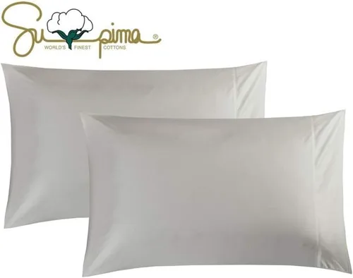 Vista 14 de Juego de 2 fundas de almohada 100 % algodón Supima de 600 hilos tamaño Queen, fundas de almohada de hotel de lujo, tejido de satén suave y sedoso