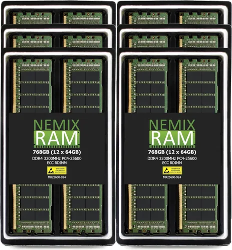 Vista 8 de NEMIX RAM Kit de memoria de servidor registrado ECC RDIMM de 512 GB (8 x 64 GB) DDR4 3200 MHZ PC4-25600 2Rx4 1.2V CL22 288-PIN ECC RDIMM