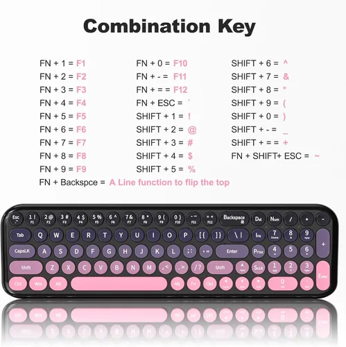 Vista 5 de Dilter Combo de teclado y mouse inalámbricos, teclado retro portátil con tamaño compacto, mouse conectado USB 2 en 1 para Windows 7/8/10, laptop