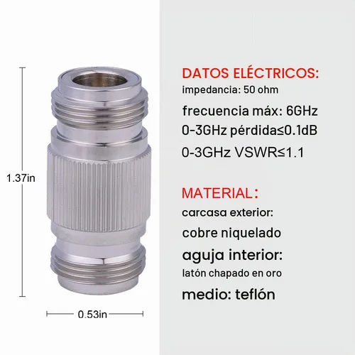 Vista 2 de XRDS -RF 2 piezas N hembra a N hembra adaptador de cable coaxial conector de barril conector doble (NO para TV)