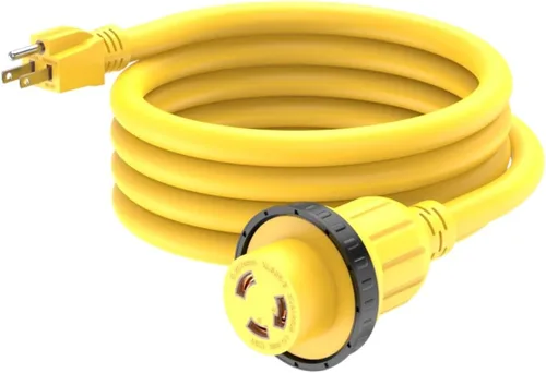 Vista 9 de Cable adaptador marino y RV de 1 pie de 30 amperios a 15 amperios Nema 5