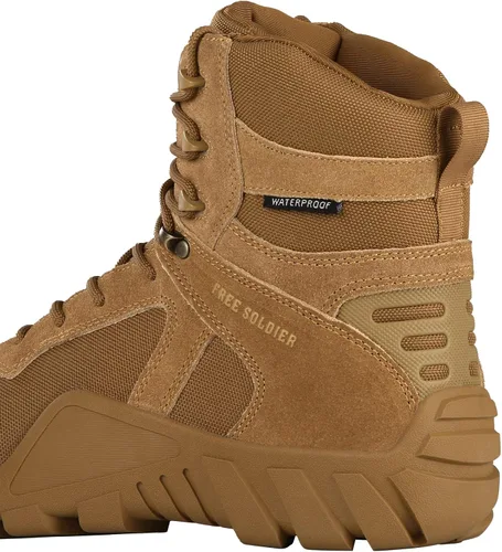 Vista 4 de FREE SOLDIER Men's Waterproof Hiking Boots Military Tactical Boots for Men Outdoor Lightweight Work Boots