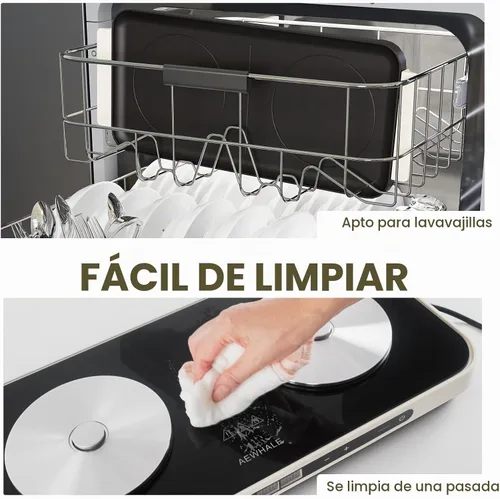 Vista 4 de AEWHALE - Placa eléctrica de vidrio con 2 quemadores