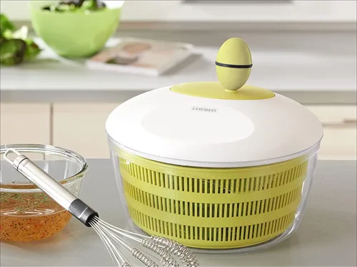 Vista 2 de Leifheit Trend - Molinillo de ensalada verde y blanco, secadora de ensalada con manivela de 4 litros con base antideslizante, agarre ergonómico