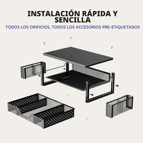 Vista 3 de Simple Trending Organizador de escritorio y accesorios, soporte elevador