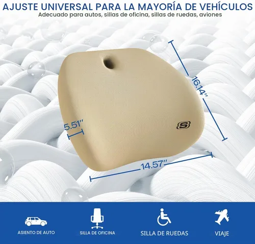 Vista 4 de Skechers Almohada de apoyo lumbar para silla de oficina, almohada lumbar de espuma viscoelástica, almohada lumbar para alivio del dolor de espalda
