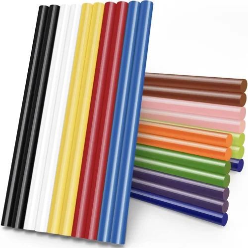 Vista 24 de Manarty Palitos de pegamento caliente negro, 24 unidades de tamaño mini de 0.27 pulgadas de diámetro x 8 pulgadas de largo, pegamento de goma EVA