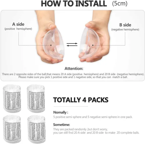 Vista 4 de AGM - 20 bolas de adornos rellenables de plástico transparente de 1.97 pulgadas, bolas de adornos colgantes para árbol de Navidad, manualidades