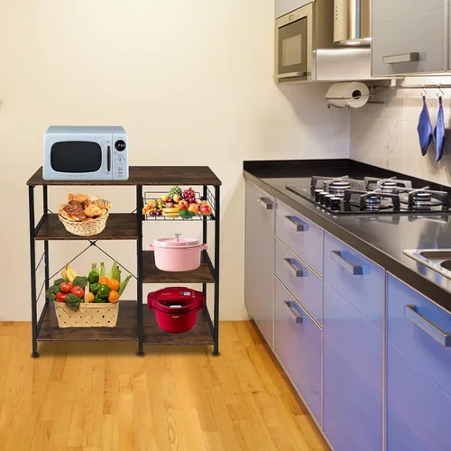 Vista 7 de Estante de cocina para hornear y microondas con estantes ajustables para electrodomésticos, estante de almacenamiento de electrodomésticos