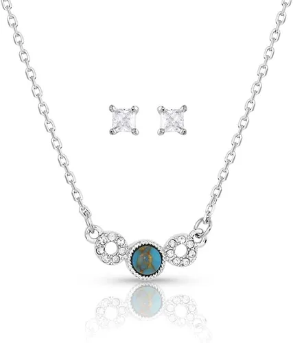 Vista 26 de Montana Silversmiths Conjunto de joyería de estilo occidental con turquesa elaborada a mano: aretes y collar