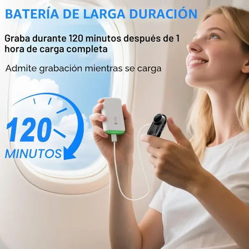 Vista 8 de Mini cámara corporal, cámara de acción de pulgar de 120° gran angular POV portátil con clip magnético/rotación de 360°, cámara de video de grabación