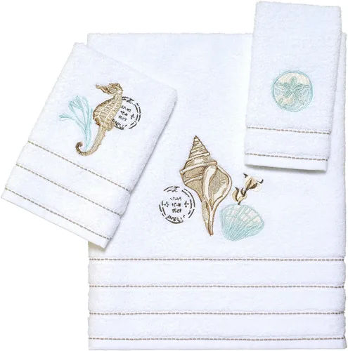 Vista 3 de Avanti Linens - Toalla de mano, algodón suave y absorbente, decoración de baño inspirada en la granja (colección de conchas de granja)