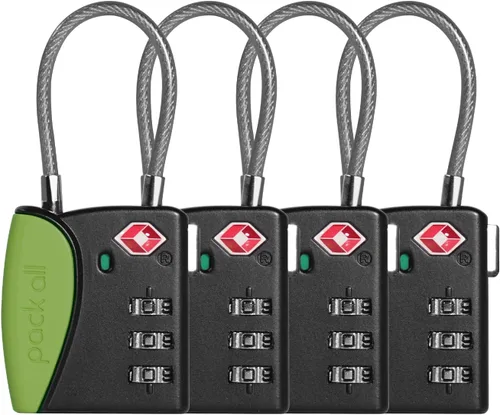 Vista 15 de pack all Cerraduras de equipaje de viaje aprobadas por la TSA, código de 3 Manzana Verde (Apple Green)