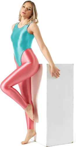Vista 5 de SOFSOT Traje de baño brillante de una pieza con tanga de corte alto para mujer