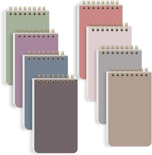 Vista 8 de SKYDUE Small Notebooks，Pocket Notepads with Aesthetic Covers, Mini Spiral Notebook with Lined Pages Nursing School Essentials, Set Of 8 múltiple