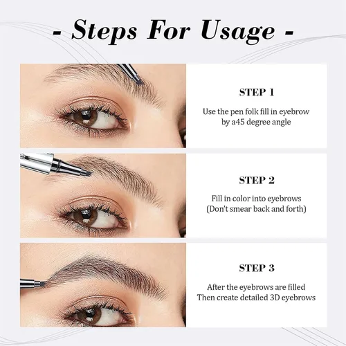 Vista 6 de Lápiz de cejas Microblading Pen Micro 4 Point Brow Pen Lift & Snatch Maquillaje de cejas de larga duración, impermeable y a prueba de manchas 2