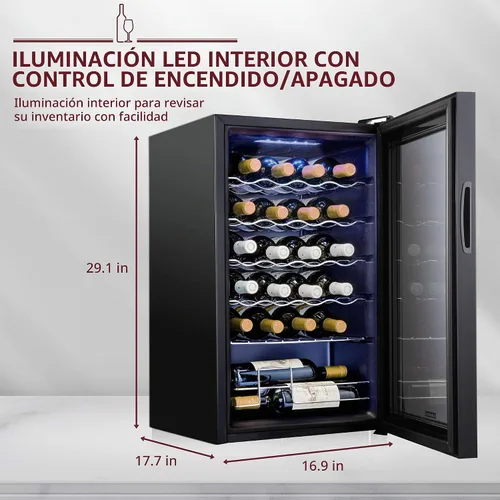 Vista 2 de Schmecke - Refrigerador de vino con compresor de 24 botellas con cerradura Gran bodega independiente Refrigerador de vino digital 41f-64f