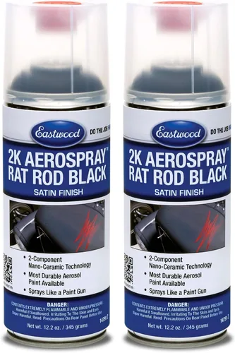 Vista 2 de Eastwood Pintura en Aerosol Automotriz 2K Catalizada Aerospray Durable Rat Rod Negro Satinado 12.2 oz Aerosol 1 Paquete