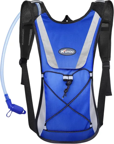 Vista 11 de KUYOU Running Hydration Vest - Lightweight Insulated Hydration Backpack with 2L Water Bladder, Adjustable Chest Straps and Reflective Water Backpack