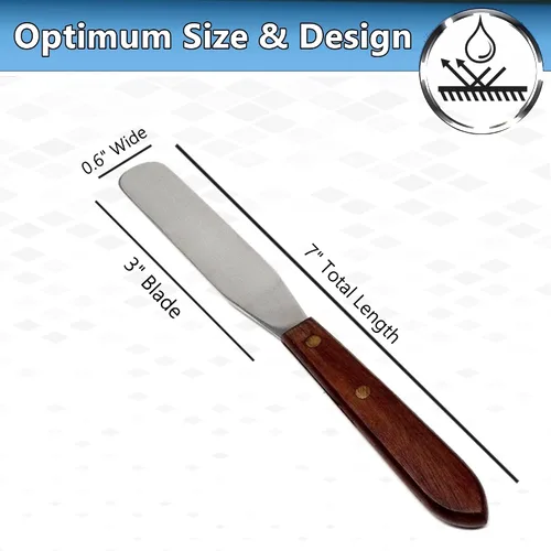 Vista 3 de A2Z SCILAB Cuchillo de mantequilla con mango de madera, espátula de glaseado para pasteles, herramienta de decoración de pastelería, acero