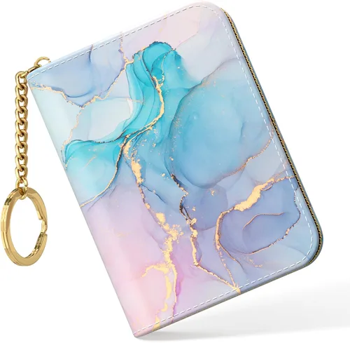 Vista 20 de Nipichsha Tarjetero para Tarjetas de Crédito, Tarjetero Pequeño de RFID para Mujeres, Tarjetero de Cuero Delgado, Modas Hoja de arte abstracto