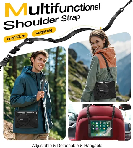 Vista 7 de BRAECN Funda para iPad 6ª/5ª Generación, Funda iPad 9.7 2018/2017 - Resistente a Prueba de Golpes con Soporte para Lápices, Correa de Hombro