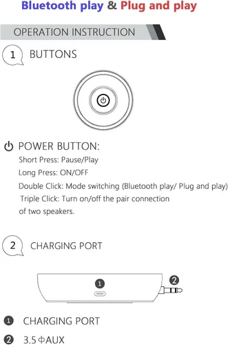 Vista 2 de Milcraft Mini altavoz con conector de entrada auxiliar de 0.138 in, altavoz portátil de 3 W para iPhone, iPod, iPad, teléfono celular, tableta