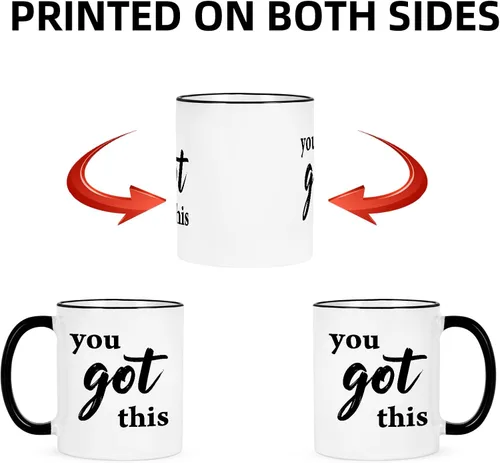 Vista 6 de YHRJWN Taza de café con texto en inglés "You Got This" para mujeres y hombres, regalos motivacionales inspiradores para mejores amigos, compañeros
