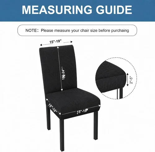 Vista 3 de Fundas de silla para comedor Fundas de jacquard impermeables (negro, 2 piezas) Las fundas de jacquard elásticas impermeables refrescan las sillas
