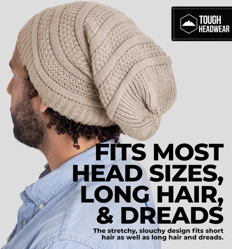Vista 35 de Slouchy Cable tejido Gorro de lana por Tough Headwear – Gorro de lana de gran tamaño Sombreros Gorros Graves Sombreros Para Hombres y Mujeres