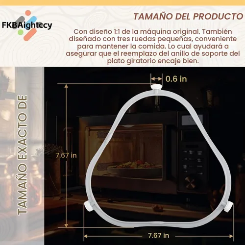 Vista 5 de 1 Uds. W11252182 para Whirlpool Microondas Anillo de reemplazo con rodillos 8206227 Soporte de bandeja de vidrio para microondas Amana Kenmore