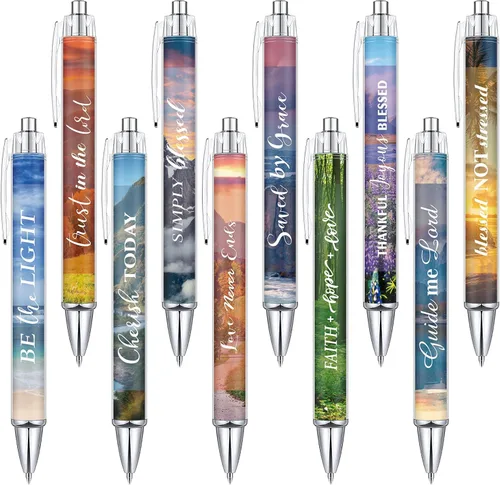 Vista 9 de Tinlade 10 piezas de bolígrafos cristianos para mujeres, bolígrafos de tinta religiosa, regalos de Pascua, citas inspiradoras, versículos bíblicos