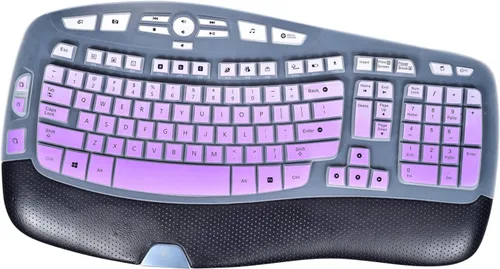 Vista 10 de Funda protectora para teclado Logitech K350 MK570 MK550, vinilo adhesivo para teclado Logitech K350 MK550 MK570, funda protectora de onda Negro