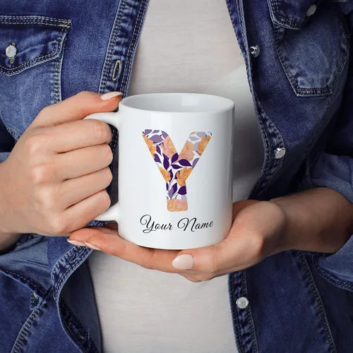 Vista 5 de Livado Taza de café personalizada, regalo para mujeres, con monograma con nombre e inicial, bonita taza de café para ella, mamá, esposa, novia