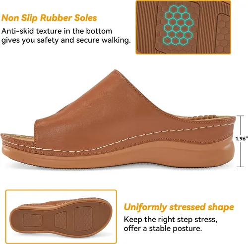 Vista 4 de Sandalias ortopédicas de cuña para mujer: cómodas y elegantes sandalias de verano para mujer, cómodas y casuales para caminar con plataforma